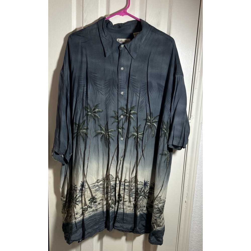 Men's Hawaiian Shirt Hollis River Size 3XLT 100% Rayon Short Sleeve